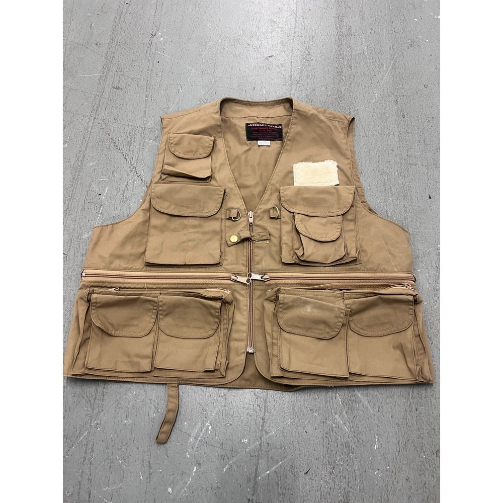 American Fisherman Sportsman's Apparel Vest Mens Small Brown Full Zip Outdoor